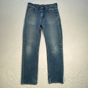 Levi's 514 Jeans Mens 34x34 Blue Denim Thrashed Cotton Work Biker Rocker Grunge
